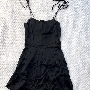 f21 black satin mini dress